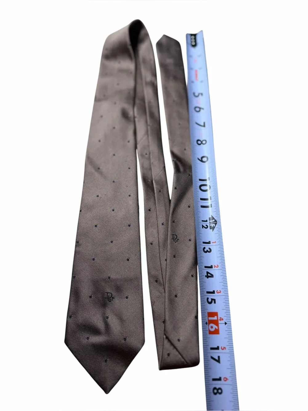 Christian Dior Vintage Silk Tie Brown Gray Mini Logo Pattern Made in Italy